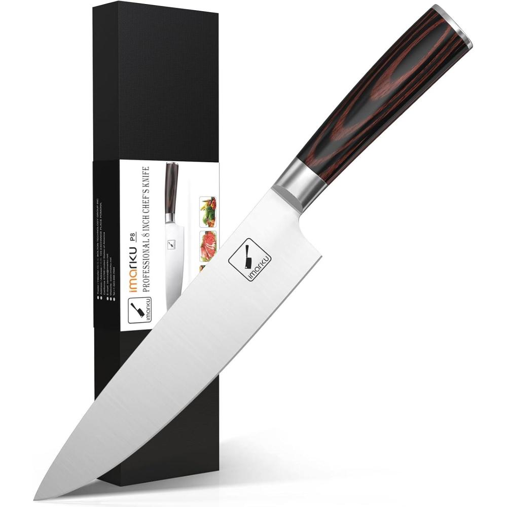 image:imageimarku Kitchen Knife 7 Inch Ultra Sharp Butcher Knife Japanese SUS440A Stainless Steel Meat Cleaver with Ergonomic Handle Meat Knife for Home Kitchen Restaurant Birthday Gifts8 Inch Chef Knife