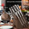 imarku Knife Set, 16PCS High Carbon Stainless Steel Kitchen Knife Sets with Block Ultra Sharp Knife Block Set, Japanese Knife Set with Dotted Non-slip Ergonomic Handle, Dark Brown, Best gifts(Dark Brown)