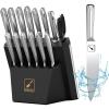 Knife Sets for Kitchen with Block imarku G14 Japanese Knife Set Stainless Steel Kitchen 14pcs, Built-in Sharpener, Sharp Knives with Non-slip Ergonomic Handle – Dishwasher Safe, Home Essential Gifts(Dark Black)
