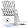 Knife Sets, imarku Kitchen Knife Block Set, 14 Pcs High Carbon Stainless Steel Knife Set, Ultra-Sharp Knives Set for Kitchen with Built-in Sharpener, Dishwasher Safe, New Home Essentials, Black(Off-White)