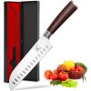 image:imageimarku Chef Knife 8Inch Pro Japanese Kitchen Knife 7Cr17MoV HighCarbon Stainless Steel Paring Knife Ergonomic Handle Rasor Sharp SingleBevel Edge Christmas and Thanksgiving Gift for Women and Men7 Inch Red Santoku Knife