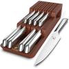 imarku Kitchen Knife Set, 14 Piece Premium Knife Block Set, Dishwasher Safe Knives Set for Kitchen, Razor Sharp Japanese Knife Set with Built-in Sharpener, Ergonomic Handle, Brown(Cherry Red)