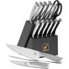 imarku Kitchen Knife Set, 14 Piece Premium Knife Block Set, Dishwasher Safe Knives Set for Kitchen, Razor Sharp Japanese Knife Set with Built-in Sharpener, Ergonomic Handle, Brown(dark black)