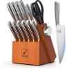 imarku Kitchen Knife Set, 14 Piece Premium Knife Block Set, Dishwasher Safe Knives Set for Kitchen, Razor Sharp Japanese Knife Set with Built-in Sharpener, Ergonomic Handle, Brown(Brown)
