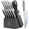 imarku Knife Block Set, 14Pcs High Carbon Stainless Steel Knife Set with Block, Kitchen Knife Set Black, Dishwasher Safe, Build-in Sharpener(Pure Black)