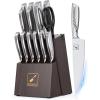 imarku® Knife Set, 15-Pieces HC Stainless Steel Kitchen Knife Set With Built in Knife Sharpener, Razor-Sharp Blade Knife Block Set With Non-Slip Handle, Dishwasher Safe, Best Birthday Gifts
