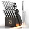 imarku Knife Set with Block, Sharp Knife Set with Built-in Sharpener, Japanese Stainless Steel Kitchen Knife Set with Non-Slip Ergonomic Handle, Dishwasher Safe, Best Holiday Gifts, 14 PCS, Pink(Gray)