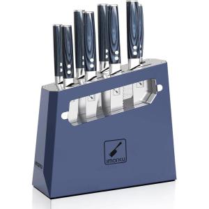 Knife Sets, imarku Kitchen Knife Block Set, 14 Pcs High Carbon Stainless Steel Knife Set, Ultra-Sharp Knives Set for Kitchen with Built-in Sharpener, Dishwasher Safe, New Home Essentials, Black(Dark Blue)