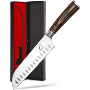 imarku Chef Knife 8-Inch Pro Japanese Kitchen Knife 7Cr17MoV High-Carbon Stainless Steel Paring Knife Ergonomic Handle Rasor Sharp Single-Bevel Edge Christmas and Thanksgiving Gift for Women and Men(Orange)
