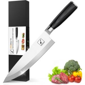 imarku Chef Knife 8-Inch Pro Japanese Kitchen Knife 7Cr17MoV High-Carbon Stainless Steel Paring Knife Ergonomic Handle Rasor Sharp Single-Bevel Edge Christmas and Thanksgiving Gift for Women and Men(8 Inch Chef Knife Black Handle)