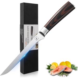 imarku Damascus Chef Knife, Ultra Sharp Japanese Santoku Knife 7 Inch, Professional Grade Powder Steel Forged Damascus Kitchen Knife, Pakka Wood Ergonomic Handle, Gifts for Women and Men(Boning Knife)