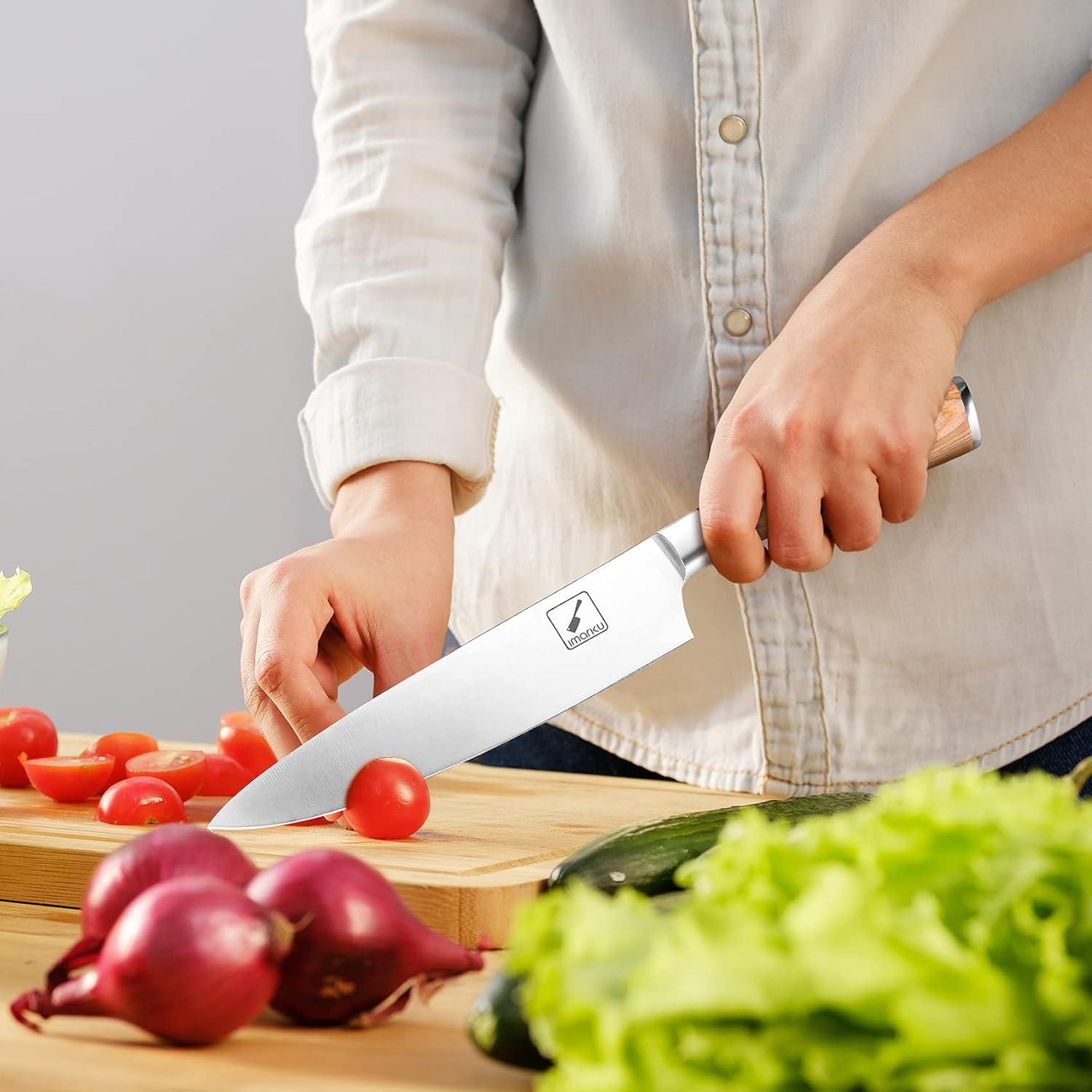 image:imageimarku Chef Knife Pro Kitchen Knife 8 Inch Chefs Knives Japanese HC Steel Sharp Paring Knife with Ergonomic Handle Tawny Handle Best Gifts for Men and Women Gyutou knivesGolden