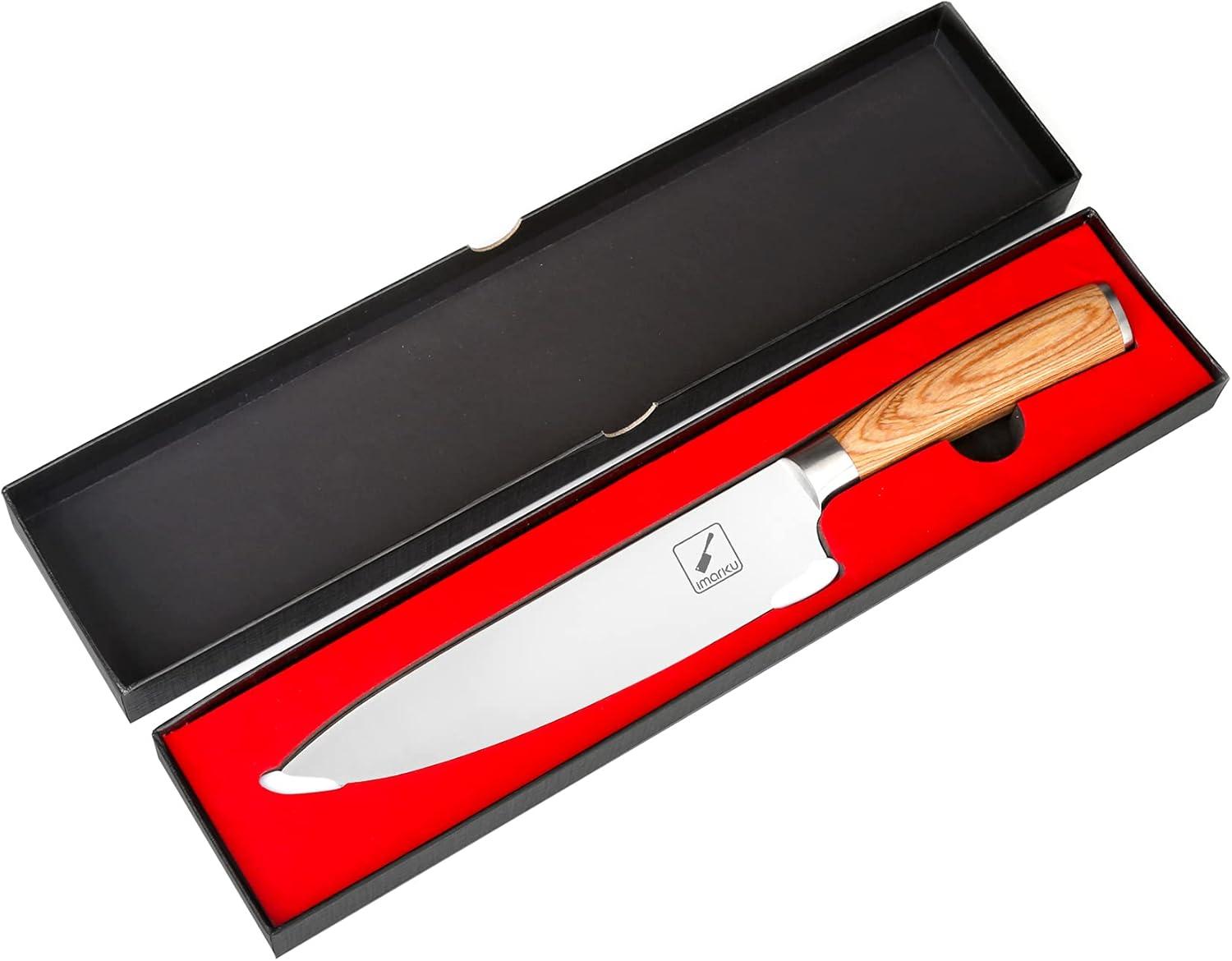 image:imageimarku Chef Knife Pro Kitchen Knife 8 Inch Chefs Knives Japanese HC Steel Sharp Paring Knife with Ergonomic Handle Tawny Handle Best Gifts for Men and Women Gyutou knivesGolden