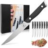imarku Steak Knives, Steak Knives Set of 8, Serrated Steak Knife Set with Pakkawood Ergonomic Handle, Japanese HC Steel Steak Knife and Gift Box, Best Gift for Christmas&Thanksgiving(Gray Silver)