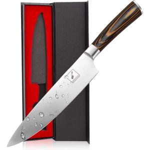 imarku Chef Knife – Pro Kitchen Knife 8 Inch Chef’s Knives Japanese HC Steel Sharp Paring Knife with Ergonomic Handle, Tawny Handle, Best Gifts for Men and Women, Gyutou knives(Orange)