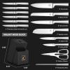 imarku Knife Set – 15PCS Kitchen Knife Set Japanese High Carbon Stainless Steel Knives Set for Kitchen, Dishwasher Safe Ultra Sharp Professional Chef Well Balance Knife Block Set, Black(15 PCS Black Knife Set)