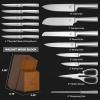 imarku Knife Set – 15PCS Kitchen Knife Set Japanese High Carbon Stainless Steel Knives Set for Kitchen, Dishwasher Safe Ultra Sharp Professional Chef Well Balance Knife Block Set, Black(Block Knife Set)