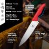 imarku® Knife Set, 14PCS Knife Sets for kitchen with block, One-Piece Kitchen Knife Sets with Built-in Sharpener, Stainless Steel Chef Knife Set with Lightning Stripes Handle, Dishwasher Safe(Wood)(Red)