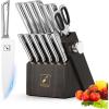 imarku Kitchen Knife Set with Block and Built-in Sharpener, Japanese Stainless Steel 14-Piece Knife Set with Utility Knife, Dishwasher Safe, Non-Slip Ergonomic Handles, Essential Gift for Home Cooks(14 PCS Black Knife Set)