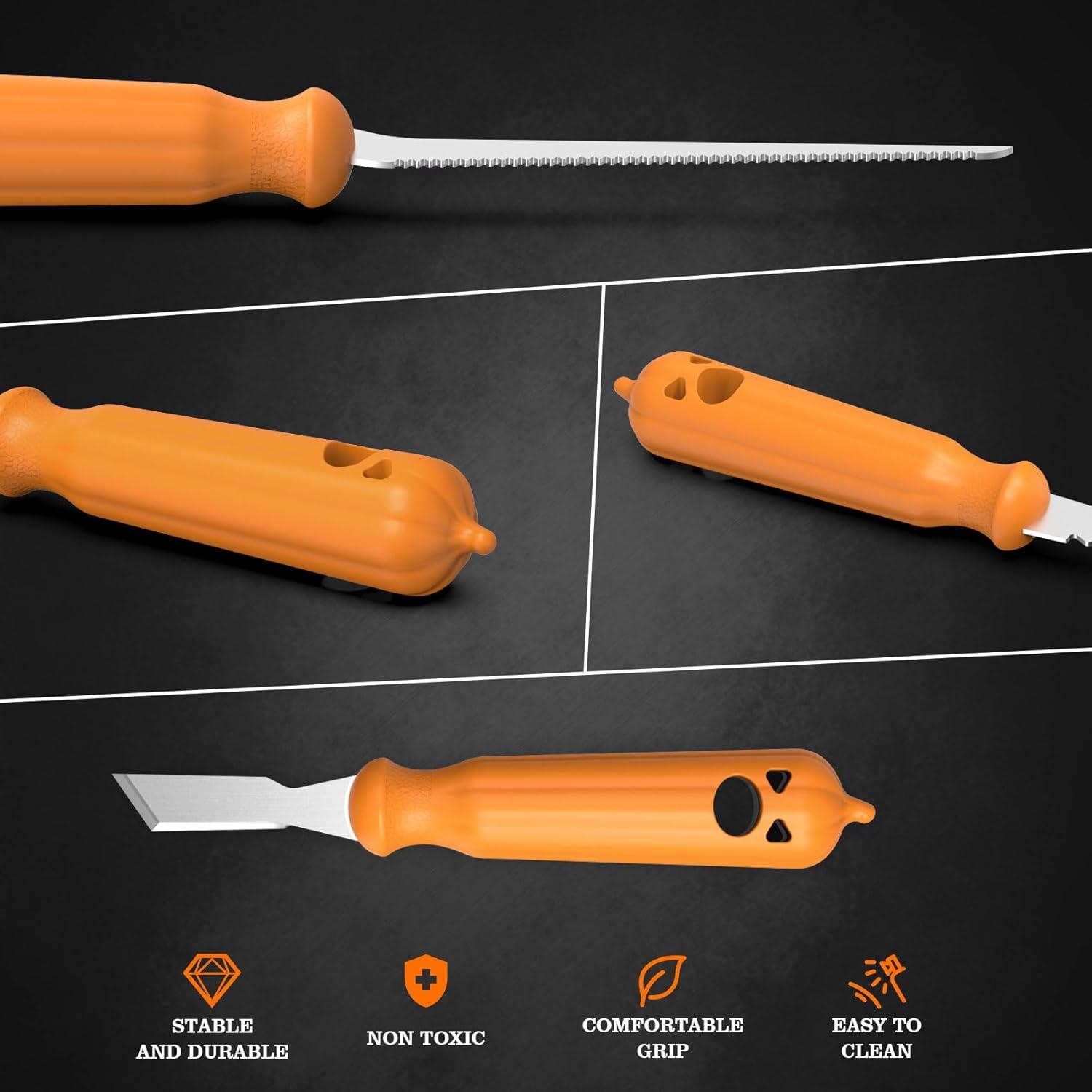 image:imageimarku Halloween Pumpkin Carving Kit 10 PCS Professional Carving Knife with Unique Storage Bag and 25 PCS Pumpkin Carving Stencils Stainless Carving Tools for Halloween Decorations Home Essentials
