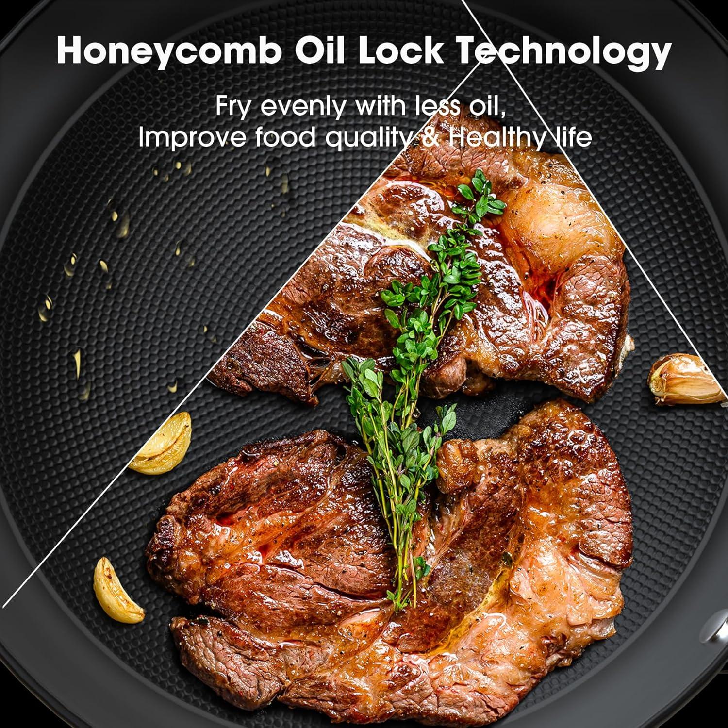 image:imageimarku Non Stick Frying Pans Cast Iron Skillets 2Pcs 8 inch amp 12 Inch Nonstick Frying Pan Long Lasting Frying Pan Set Professional Frying Pans Nonstick Oven Safe Pan beat Gifts for Women MenWooden Handle