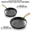 imarku Cast Iron Skillets, Non Stick Frying Pans 2Pcs – 10 inch & 12 Inch Frying Pan Set, Long Lasting Frying Pans Nonstick, Professional Nonstick Frying Pan Easy Clean, Christmas Gifts for Women Men(Golden Handle)