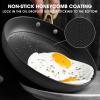 imarku Cast Iron Skillets, Non Stick Frying Pans 2Pcs – 10 inch & 12 Inch Frying Pan Set, Long Lasting Frying Pans Nonstick, Professional Nonstick Frying Pan Easy Clean, Christmas Gifts for Women Men(Golden Handle with Lids)