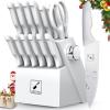 imarku Knife Set, 16-Piece Japanese Kitchen Knife Set, Ultra Sharp Chef Knife Set for Kitchen, High Carbon Stainless Steel Knife Block Set with Sharpener,Thanksgiving Gift,Christmas Gift(Gray-White)