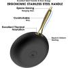 imarku Non Stick Frying Pans, Cast Iron Skillets 2Pcs – 8 inch & 12 Inch Nonstick Frying Pan, Long Lasting Frying Pan Set, Professional Frying Pans Nonstick Oven Safe Pan, beat Gifts for Women Men(Golden Handle)