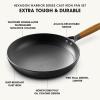 imarku Non Stick Frying Pans, Cast Iron Skillets 2Pcs – 8 inch & 12 Inch Nonstick Frying Pan, Long Lasting Frying Pan Set, Professional Frying Pans Nonstick Oven Safe Pan, beat Gifts for Women Men(Wooden Handle)