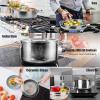 imarku Pots and Pans Set, 14PCS Kitchen Cookware Sets Tri-Ply Clad Stainless Steel with Hangered Handle and Lids, Suits Ceramic and Induction, Oven and Dishwasher Safe, Best Gifts for Women Man(14pcs Stainless Steel Pots and Pans Set)
