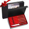 imarku Serrated Steak Knife Set, 8 Pieces with Lightning Bolt Handles – Premium High Carbon Stainless Steel Steak Knives Set for Kitchen, Dishwasher Safe(Silver)