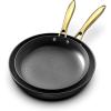 imarku Cast Iron Skillets, Non Stick Frying Pans 2Pcs – 10 inch & 12 Inch Frying Pan Set, Long Lasting Frying Pans Nonstick, Professional Nonstick Frying Pan Easy Clean, Christmas Gifts for Women Men(Golden Handle)