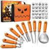 imarku Halloween Pumpkin Carving Kit, 10 PCS Professional Carving Knife with Unique Storage Bag and 25 PCS Pumpkin Carving Stencils, Stainless Carving Tools for Halloween Decorations, Home Essentials