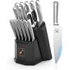 imarku Knife Set, 16 Pcs Kitchen Knife Set with Block, Ultra Sharp Stainless Steel Chef Knife Set, Dishwasher Safe Knife Block Set with One-piece Ergonomic Handle, Black