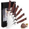 imarku Serrated Steak Knife Set, 8 Pieces with Lightning Bolt Handles – Premium High Carbon Stainless Steel Steak Knives Set for Kitchen, Dishwasher Safe(Silver)