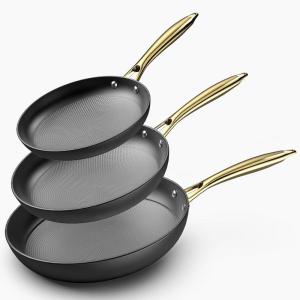 imarku Non Stick Frying Pans, Cast Iron Skillets 2Pcs – 8 inch & 12 Inch Nonstick Frying Pan, Long Lasting Frying Pan Set, Professional Frying Pans Nonstick Oven Safe Pan, beat Gifts for Women Men(Golden Handle)