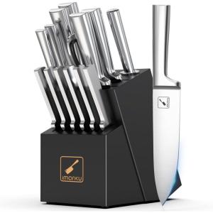 imarku Pumpkin Carving Kit, 36PCS Pumpkin Carving Tools, Professional Pumpkin Carving Knife Set with Stencils & Bag for Beginners, Sharp Pumpkin Carving Gift for Halloween Decoration Jack-O-Lanterns(15PCS Black Knife Set)