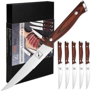 imarku Steak Knives Set of 6, 9-Inch Serrated Steak Knife Set, Japanese High Carbon Stainless Steel, Razor-Sharp Blades with Gift Box(6pcs steak knives)