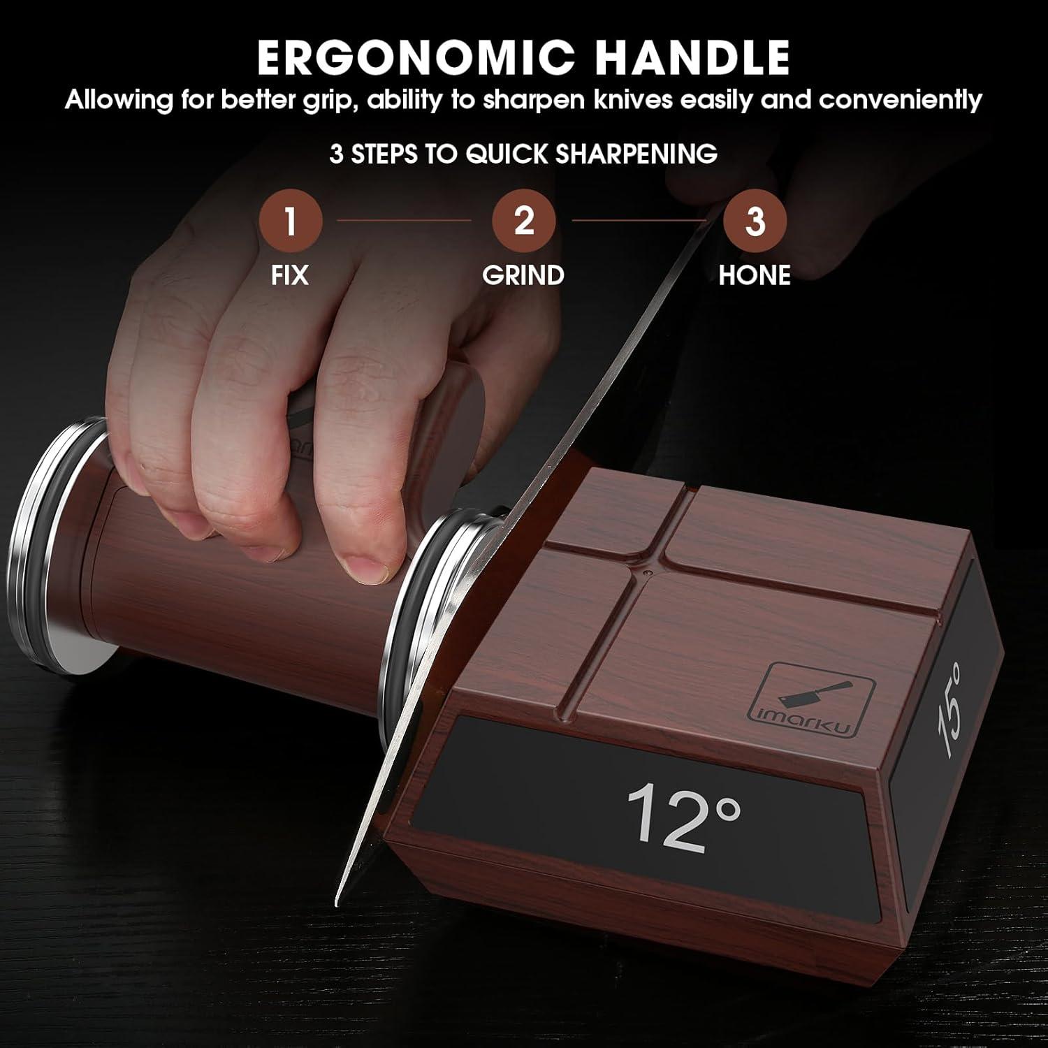 image:imageimarku Rolling Knife Sharpener Knife Sharpening Kit 2 Diamond Discs for Any Knife Hardness Kitchen Knives Sharpener Tool 4 Magnetic Angles12131520 Kitchen Gadgets Gifts for Men WomenLight Brown