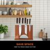 Magnetic Knife Block 13 x 10 Inches, imarku Magnetic Knife Holder Rack for Kitchen Counter, Double Sided Magnet Knife Storage Stand with Knife Sharpener, Brown(12.23*4.07*10.21 Inch)