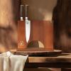 Magnetic Knife Block 13 x 10 Inches, imarku Magnetic Knife Holder Rack for Kitchen Counter, Double Sided Magnet Knife Storage Stand with Knife Sharpener, Brown(12.23*4.07*10.21 Inch)