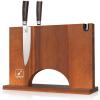 Magnetic Knife Block 13 x 10 Inches, imarku Magnetic Knife Holder Rack for Kitchen Counter, Double Sided Magnet Knife Storage Stand with Knife Sharpener, Brown(12.23*4.07*10.21 Inch)