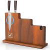 Magnetic Knife Block 13 x 10 Inches, imarku Magnetic Knife Holder Rack for Kitchen Counter, Double Sided Magnet Knife Storage Stand with Knife Sharpener, Brown(13.22*3.97*10.54 Inch)