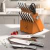 imarku 14-Piece Knife Block Set, Knife Set with Block and Build-in Sharpener, Japanese Stainless Steel Knife Set for Lasting Sharpness, Dishwasher Safe, Black(Bright Brown)