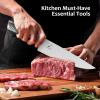 imarku 14-Piece Knife Block Set, Knife Set with Block and Build-in Sharpener, Japanese Stainless Steel Knife Set for Lasting Sharpness, Dishwasher Safe, Black(Bright Brown)