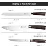 imarku 3 Pieces Kitchen Knife Set, Professional Japanese High Carbon Stainless Steel Chef Knife Set, Ultra Sharp Knives Set for Kitchen with Ergonomic Pakkawood Handle, Ideal Gift for Women(Brown)