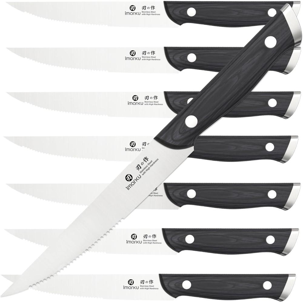 image:imageimarku 3 Pieces Knife set Japanese HC Stainless Steel Kitchen Knife Set Professional Chef Knife Set With Ergonomic Pakkawood Handle Ultra Sharp Knives Set for Kitchen amp Home Cooking Gifts Boxlight black