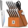 imarku 3 Pieces Knife set, Japanese HC Stainless Steel Kitchen Knife Set, Professional Chef Knife Set With Ergonomic Pakkawood Handle, Ultra Sharp Knives Set for Kitchen & Home Cooking, Gifts Box(Light Brown)