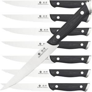 imarku 3 Pieces Knife set, Japanese HC Stainless Steel Kitchen Knife Set, Professional Chef Knife Set With Ergonomic Pakkawood Handle, Ultra Sharp Knives Set for Kitchen & Home Cooking, Gifts Box(light black)